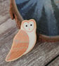 Barn Owl Wooden Pin Brooch - Image 1