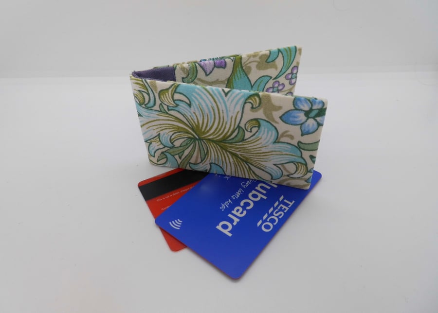 SOLD Mini travel credit card wallet holder in William Morris fabric