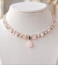Rose Gemstone Quartz Choker Necklace Romantic Gift for Her - Image 1