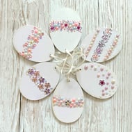 6 Easter egg decoration - hanging jewelled egg, set of 6