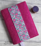A6 'Harris Tweed®' Notebook Cover - Magenta Herringbone & Liberty London Print - Image 1