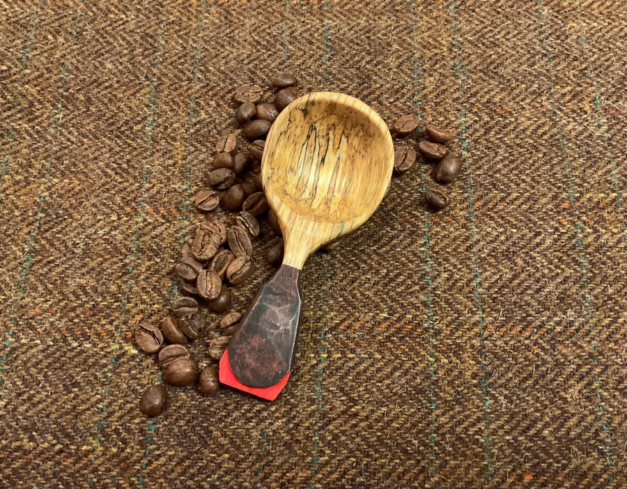 Spalted Beech Scoop with black on red handle
