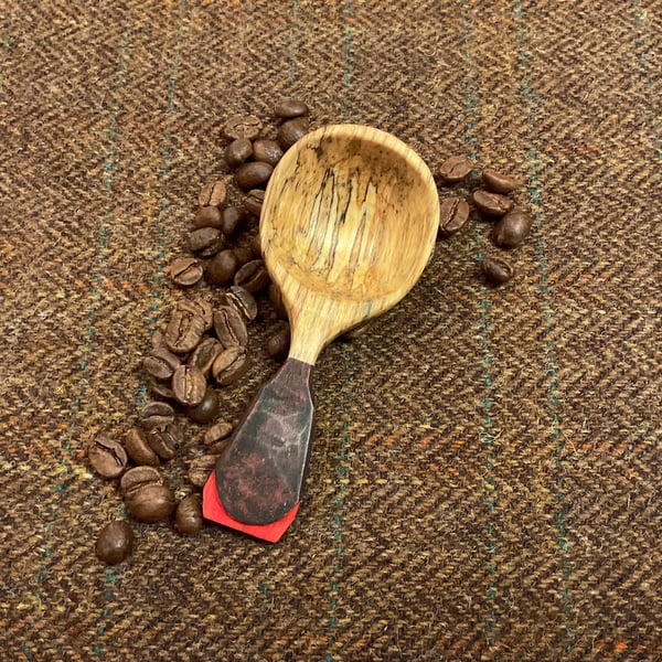 Spalted Beech Scoop with black on red handle