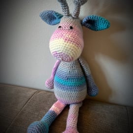 Blue Pink Striped Giraffe Teddy