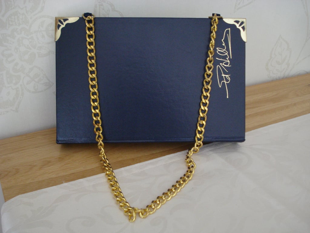 Dark Blue Shoulder Bag Made From A Recycled Book About Edmund Hillary (R457)