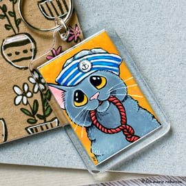 Little Sailor Cat Keyring - Large