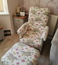 Pink Hares Chair & Footstool Adult Armchair Pouffe Animals Accent Nursery Small - Image 10