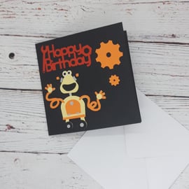 Simple Handmade Birthday Card, Robot Birthday Card, Fun Birthday Card for Kids