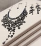  Cascading Sparkle Necklace With Black Pearls and Black Spinel - Image 8