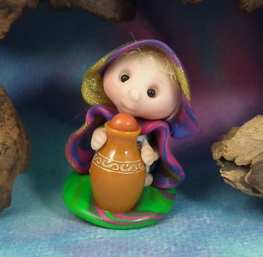 Sale Tiny Infirmary Gnome 'Sephie' with potion jar OOAK Sculpt