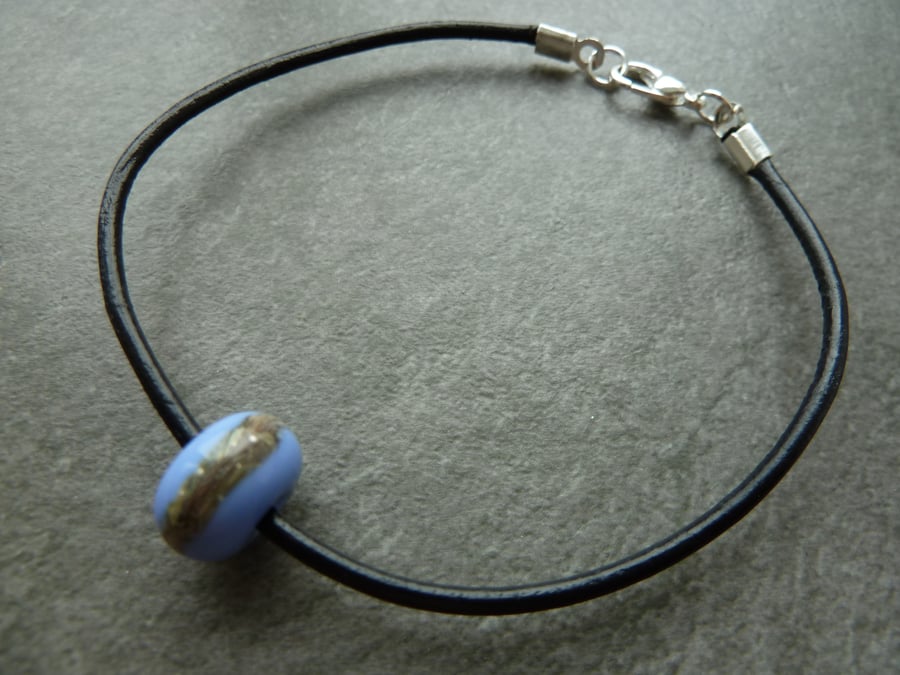 leather cord and lampwork bracelet