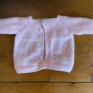 Hand made girl's pink cardigan for ages 6-8 months