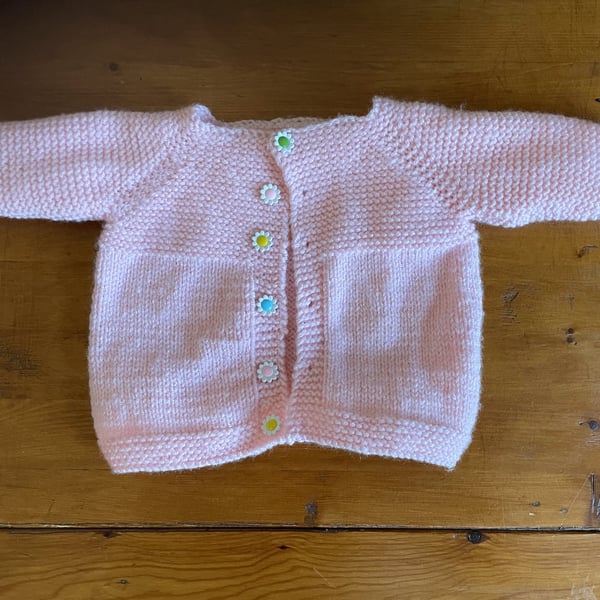 Hand made girl's pink cardigan for ages 6-8 months