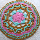 Colourful Crochet Mandala Table Mat or Table Centre Piece