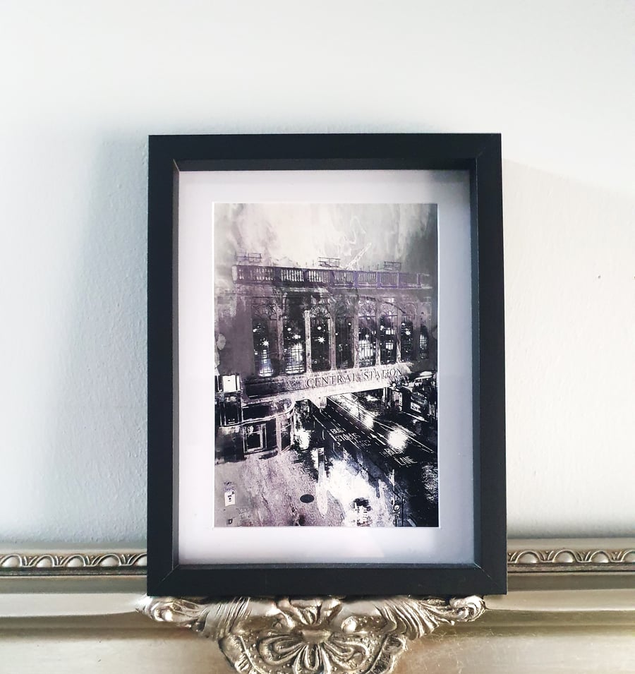 Unique perspectives of Glasgow fine art photo print with overlay.