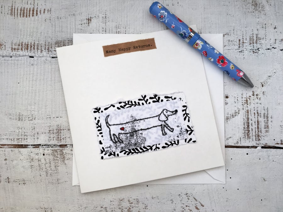 Bespoke Sausage dog card, greetings card, Dachshund art, sausage dog decor