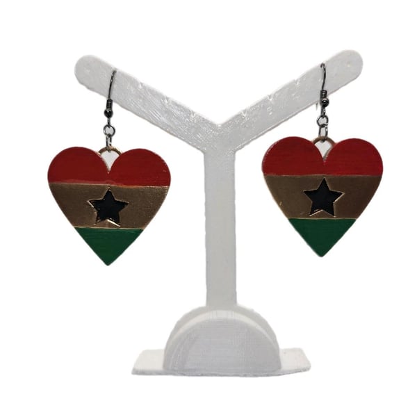 Ghanaian flag earrings, love Ghana,loveheart jewellery,african queen,west africa