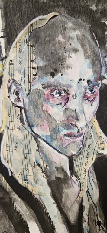 Original Mixed Media Portrait – Riff Raff Inspired Contemporary Figurative Art