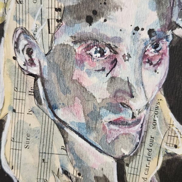 Original Mixed Media Portrait – Riff Raff Inspired Contemporary Figurative Art