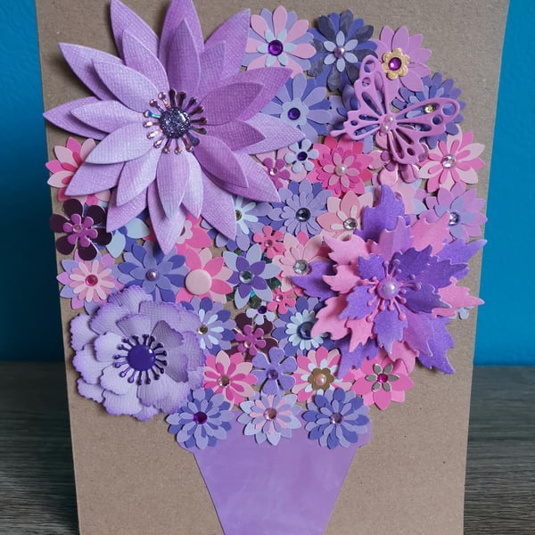 Floral flower greeting card handmade luxury greeting card - boxed