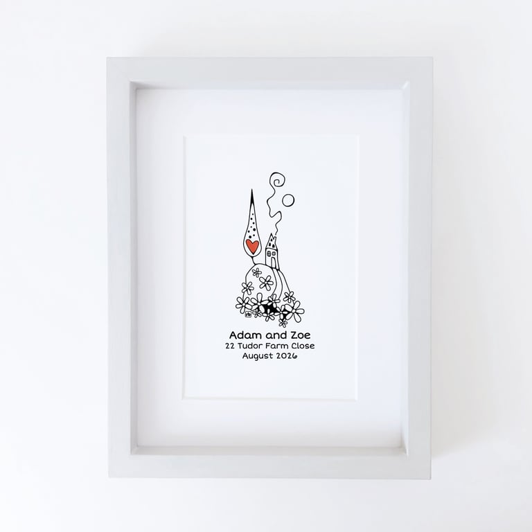 House On The Hill personalised house illustration, Giclee print