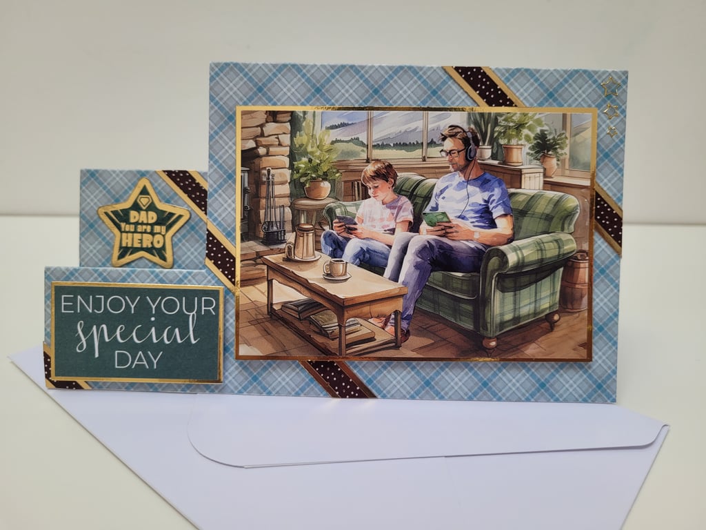 Father's Day Card - Dad You Are My Hero - Happy Fathers Day Stepper Card