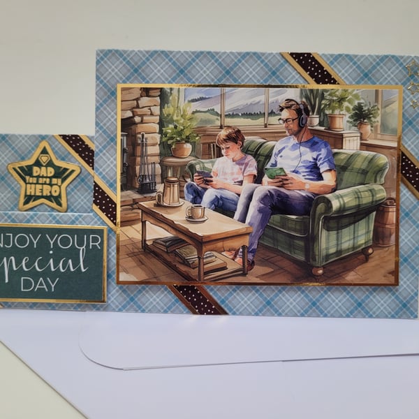Father's Day Card - Dad You Are My Hero - Happy Fathers Day Stepper Card
