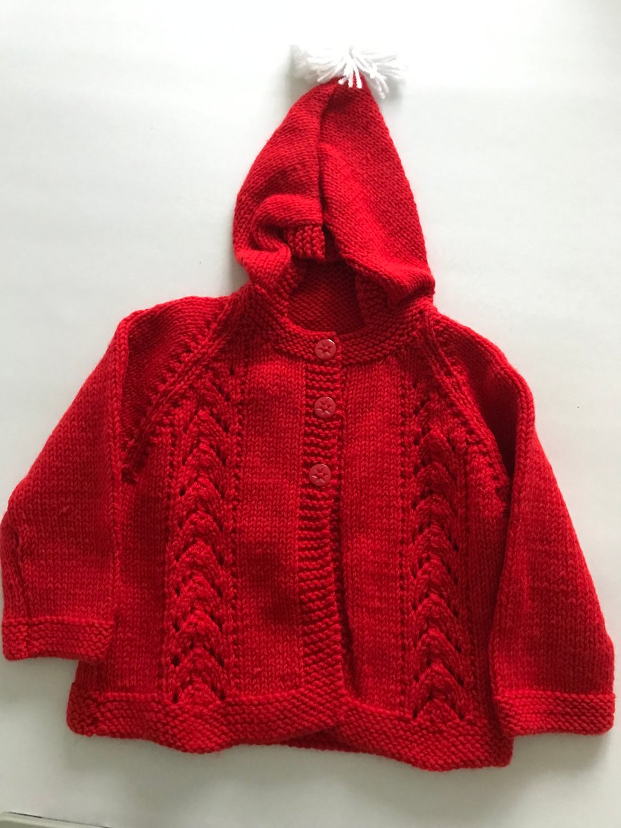 Hand knitted baby hooded jacket