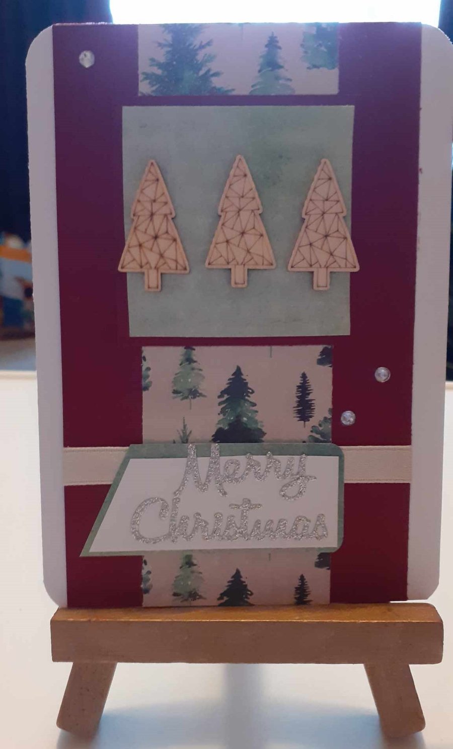 Wooden Christmas Tree Card