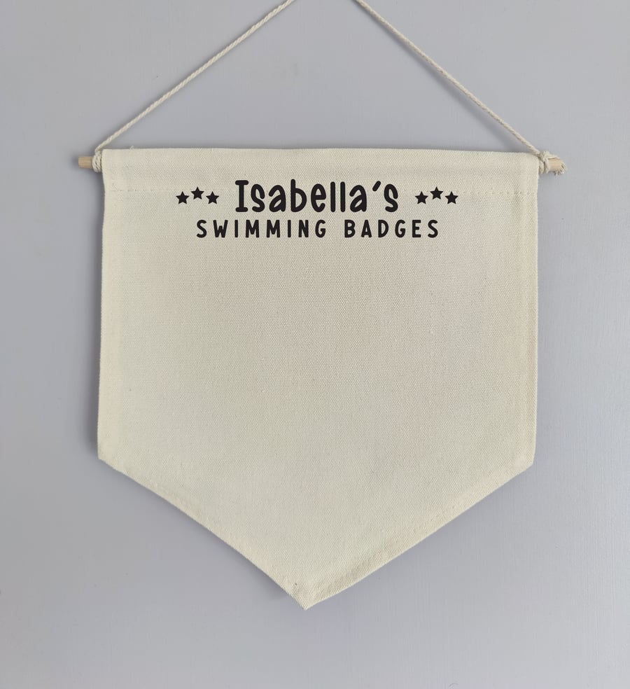Personalised Cream Swimming Gymnastics Badge Display Banner - 27 X 28cm