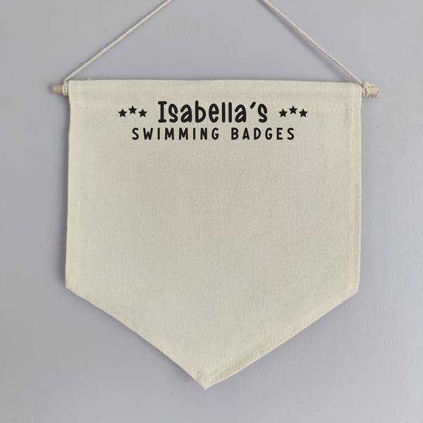 Personalised Cream Swimming Gymnastics Badge Display Banner - 27 X 28cm
