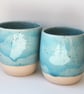 Turquoise speckled ceramic tumbler 