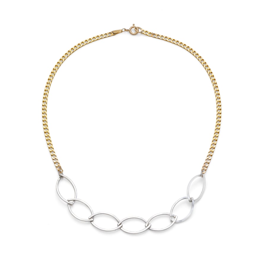 Reina by Fedha - elegant necklace combining 9ct gold and sterling silver
