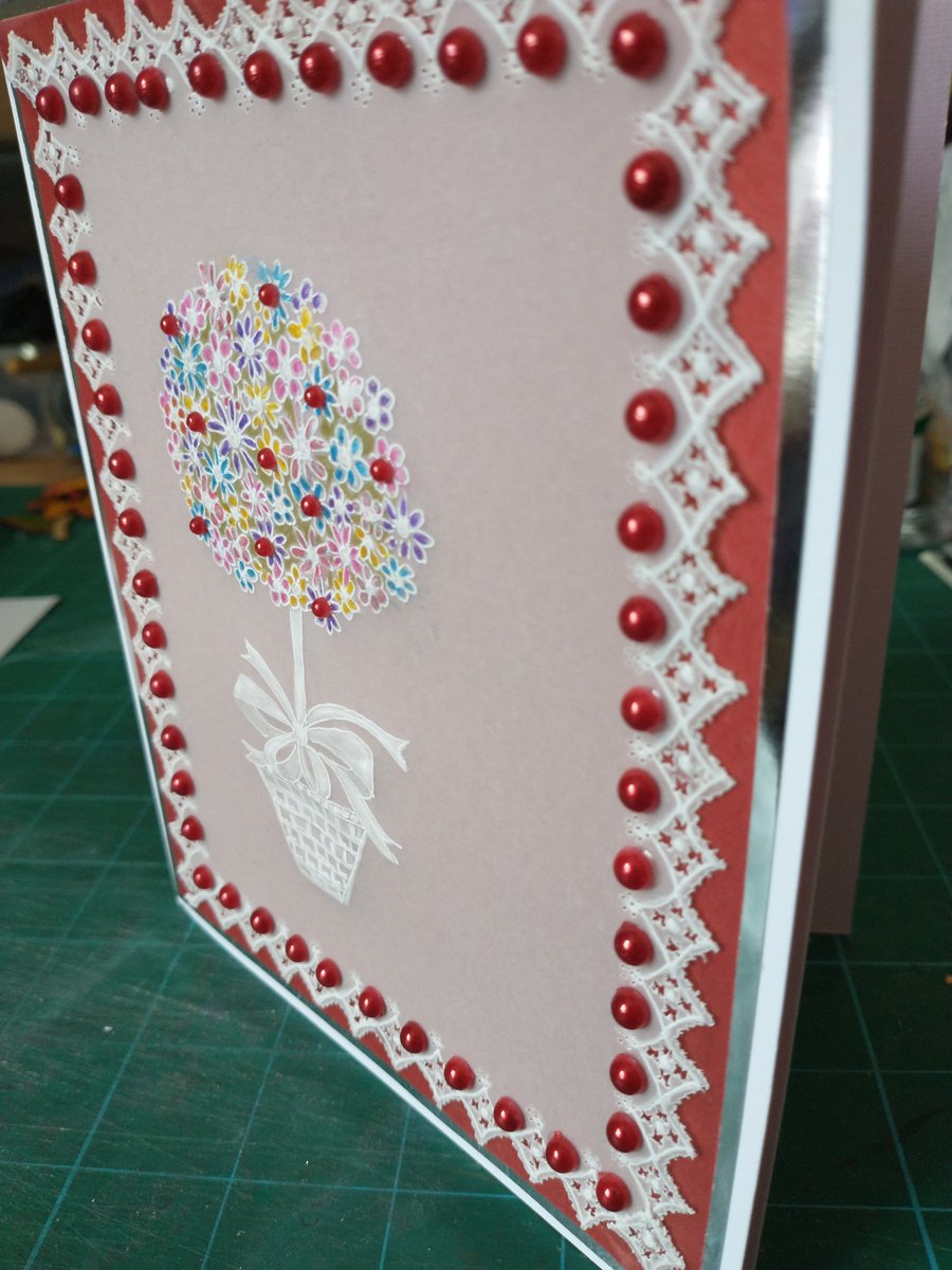 Topiary tree parchment birthday card