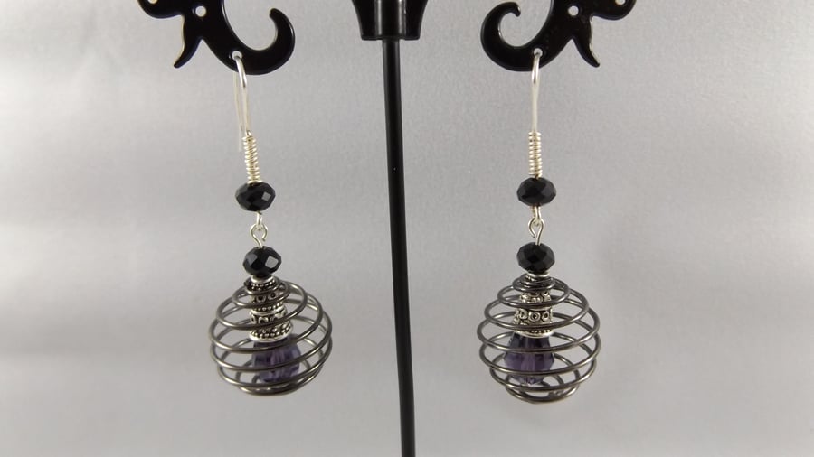 purple teardrop crystal earrings