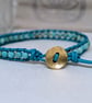 Turquoise sea sediment jasper and leather bracelet  - Image 1