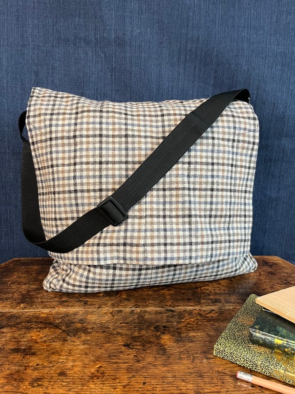Gingham Suit Recycled Messenger Bag 