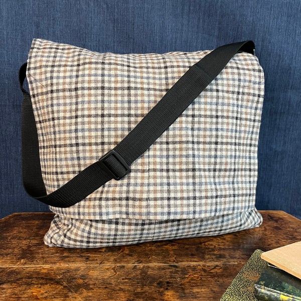 Gingham Suit Recycled Messenger Bag 