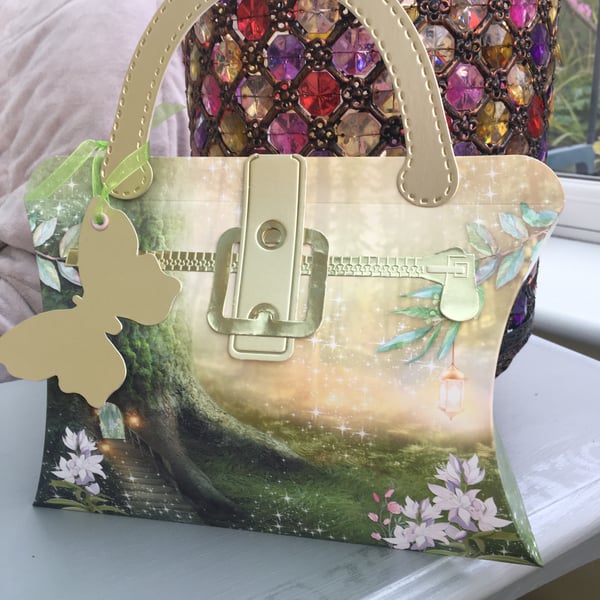 Fantasy woodland fairy door handbag style pillow box