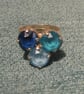Swarovski 'Sea Blues' Themed Adjustable Trio Ring - Image 1