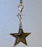 Double star necklace, handmade in pure silver with clear Swarovski crystal bead - Image 3