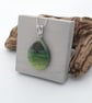 Teardrop Tree Design Fused Glass Pendant, Sterling Silver - Image 5