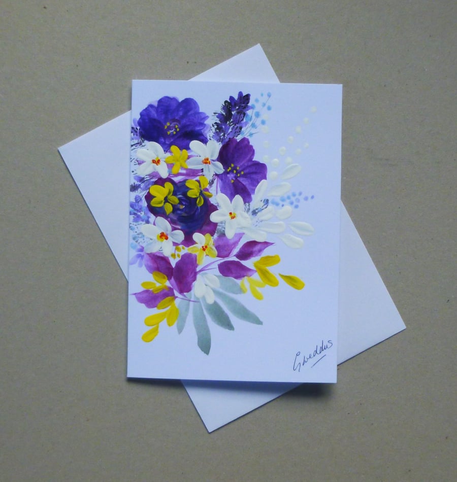 original  art hand painted blank greetings card ( ref FA 1 G1 )