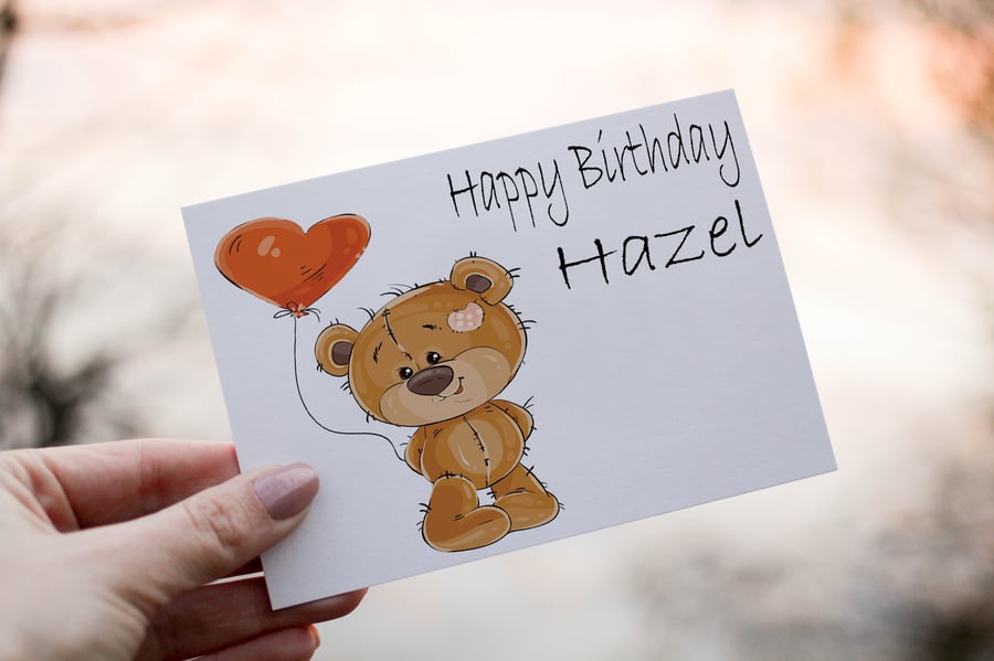 Teddy Bear Birthday Card, Card for Friend, Greeting Card, Cute Bear Birthday