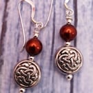 Copper pearl Celtic earrings