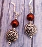 Copper pearl Celtic earrings