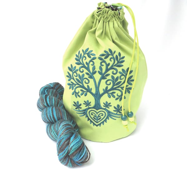 Tree of Life Embroidered Project Bag
