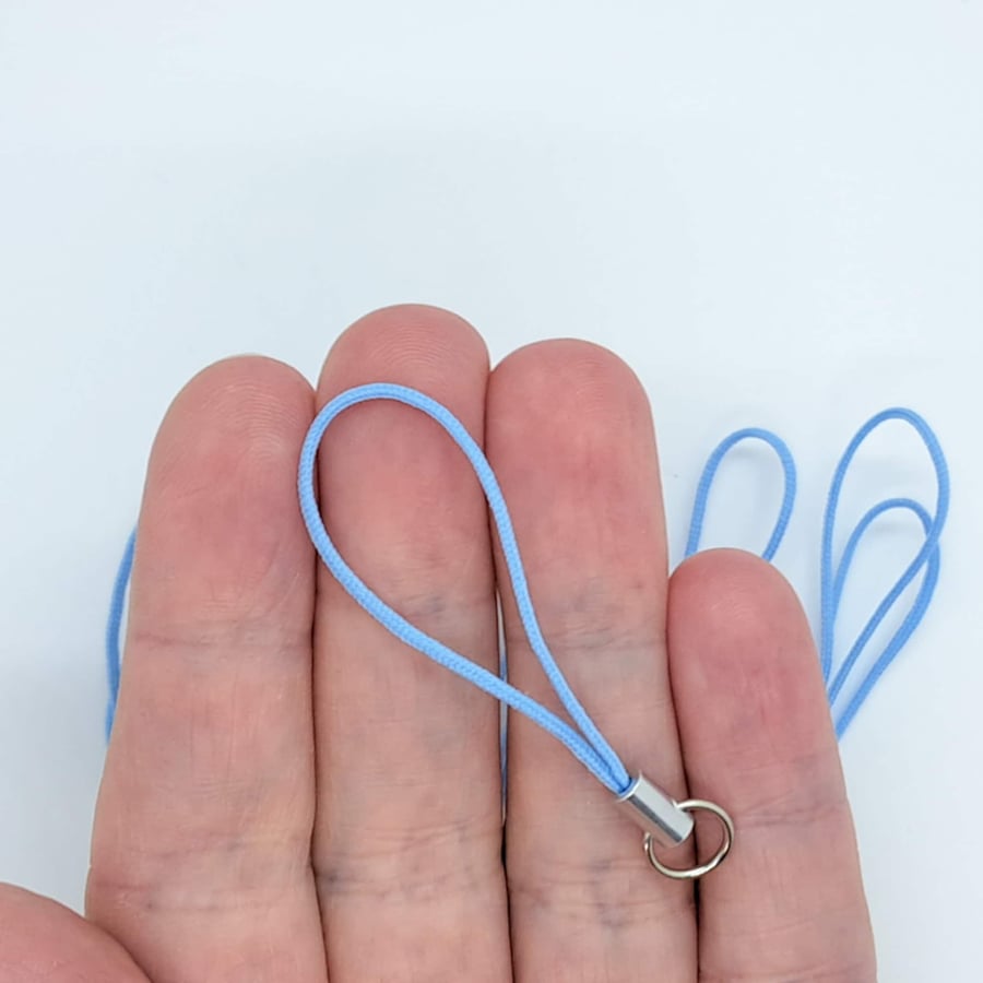 20 Mobile phone cord loops, light blue mobile phone strap, lanyard loop A001