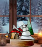 Stained Glass Art Christmas Snow Scene Suncatcher Tealight Holder  Home Decor - Image 2