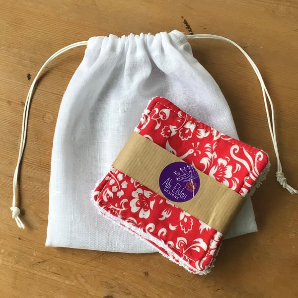 Beautiful Bundle of Pretty Red, Reusable Makeup Wipes.
